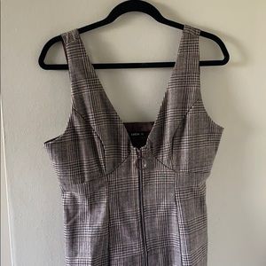 Brown Plaid Fitted Dress from Shein